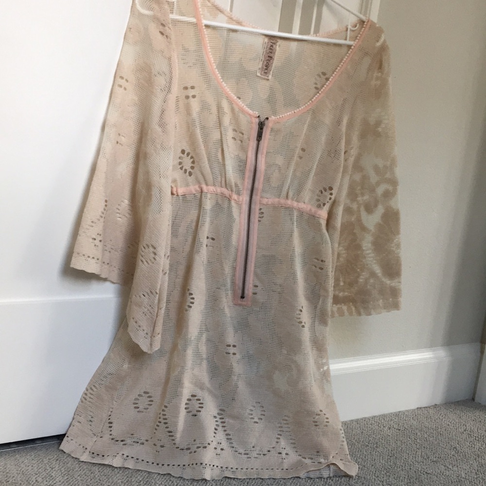 Free people lace dress. Blush cream lace